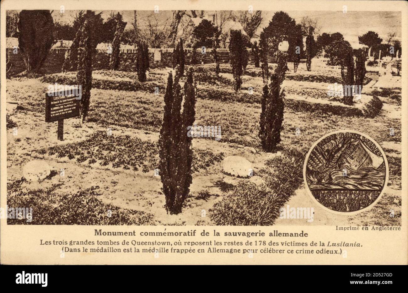 Monument commémoratif de la sauvagerie Allemande, Victimes, Lusitania | usage worldwide Stock Photo