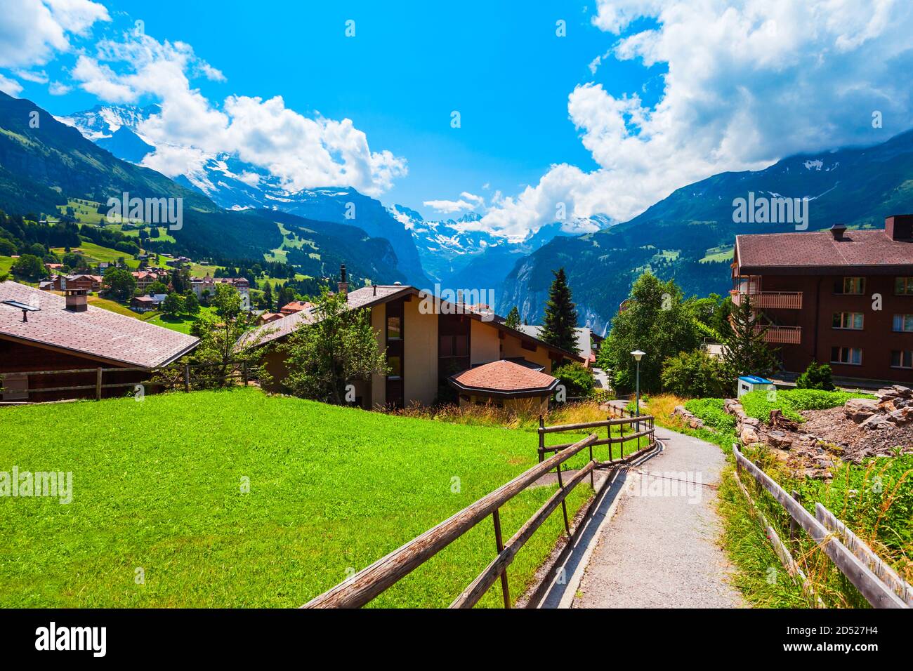 Traditional local houses in Wengen village in the Interlaken district