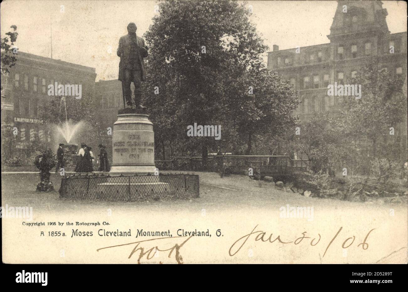 Cleveland Ohio USA, view of the Moses Cleveland Monument usage worldwide Stock Photo Alamy