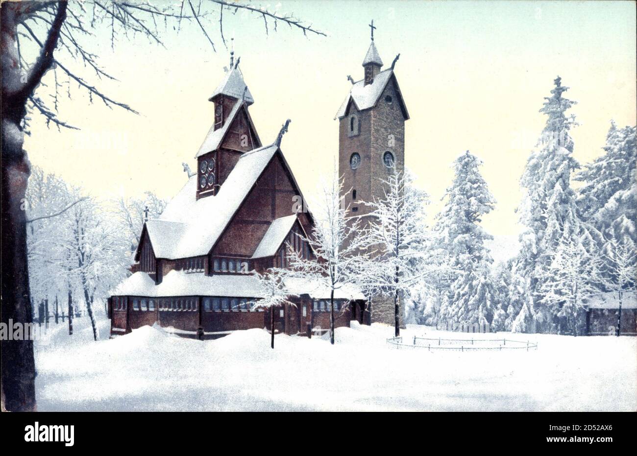 Riesengebirge Schlesien, Die Kirche Wang im Winter, Schnee | usage worldwide Stock Photo