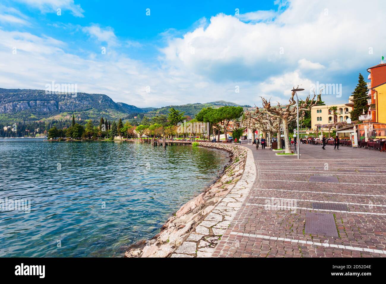 Waterfront in Garda town, located on the shore of Lake Garda in Verona province in Veneto, Italy Stock Photo