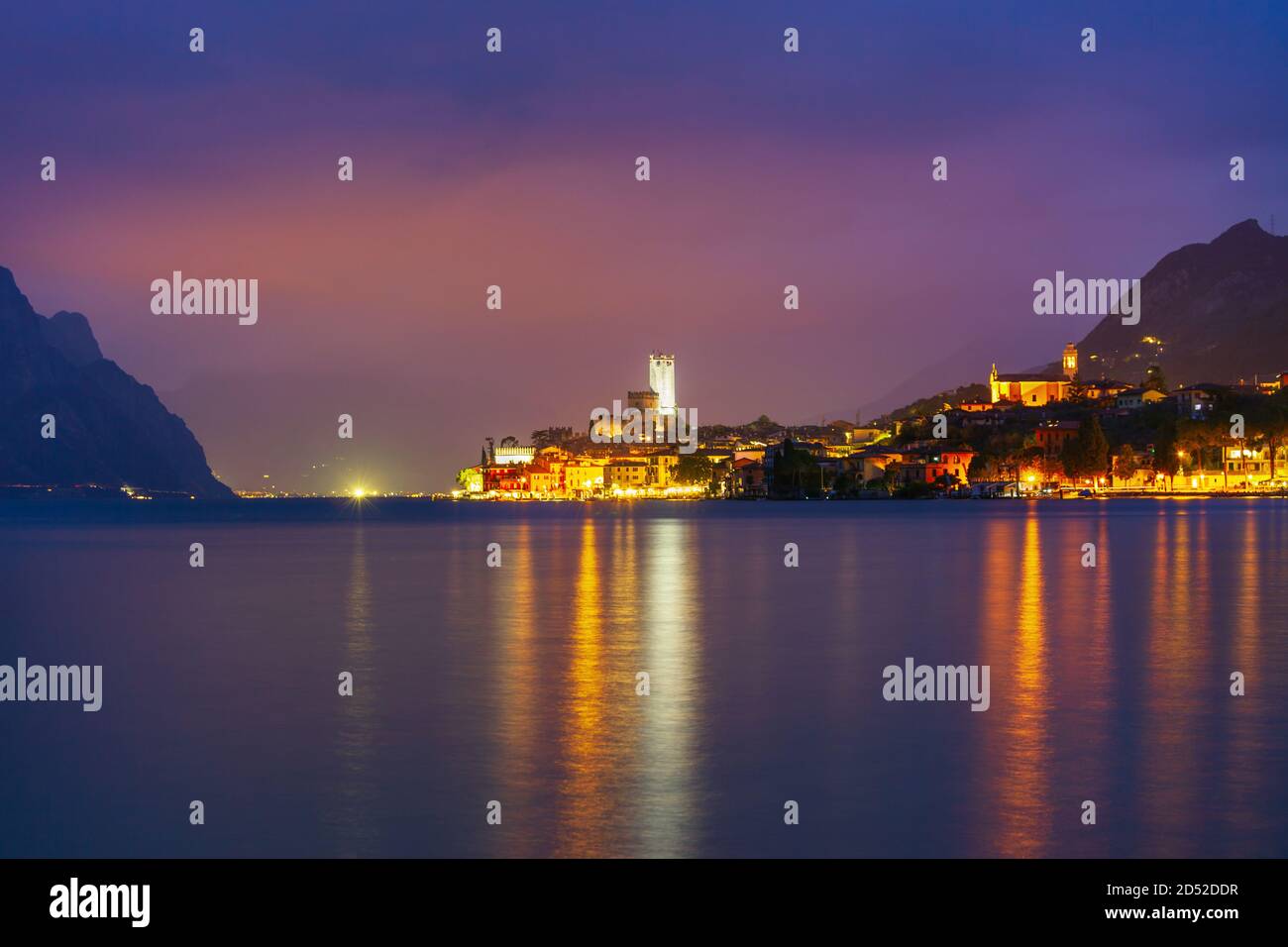 Malcesine old town on the shore of Lake Garda in Verona province, Italy Stock Photo