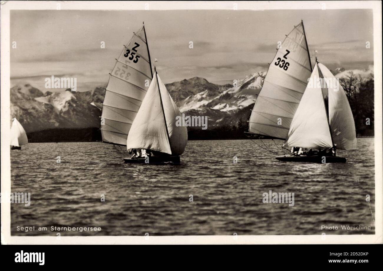  Segel am Starnbergersee, Segelboote, Regatta, Wettrennen 