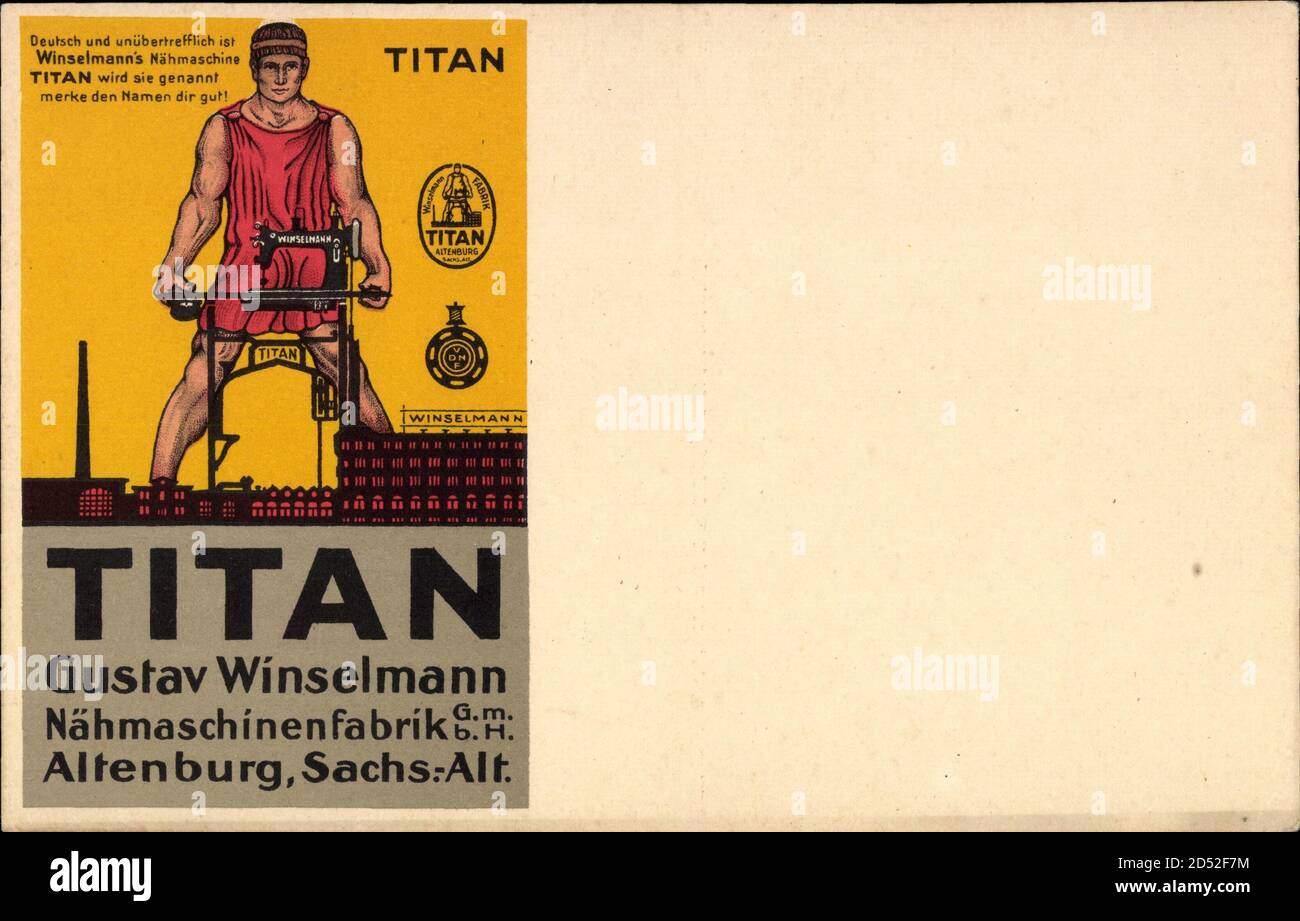 Titan Nähmaschinen, Gustav Winselmann, Altenburg, Reklame | usage worldwide  Stock Photo - Alamy