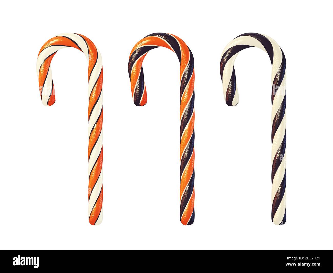 Halloween candy canes isolated on white Stock Photo