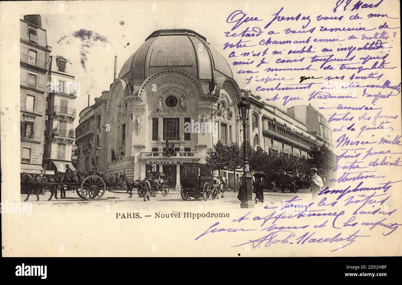 Paris Frankreich, Nouvel Hippodrome, Kutschen, Passanten | usage worldwide Stock Photo