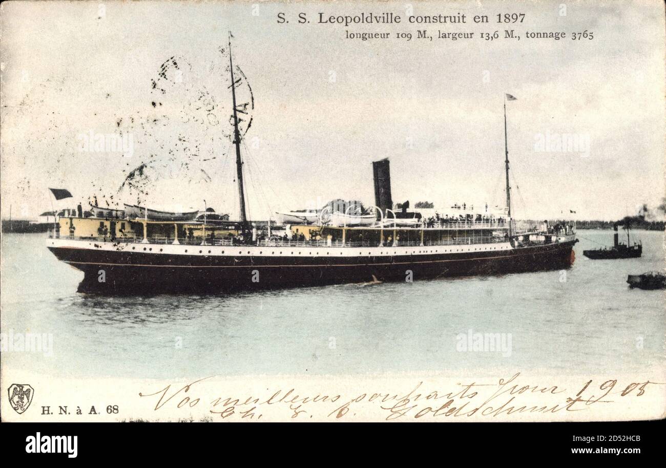 Paquebot SS Leopoldville, construit 1897, Belgian Line | usage worldwide Stock Photo