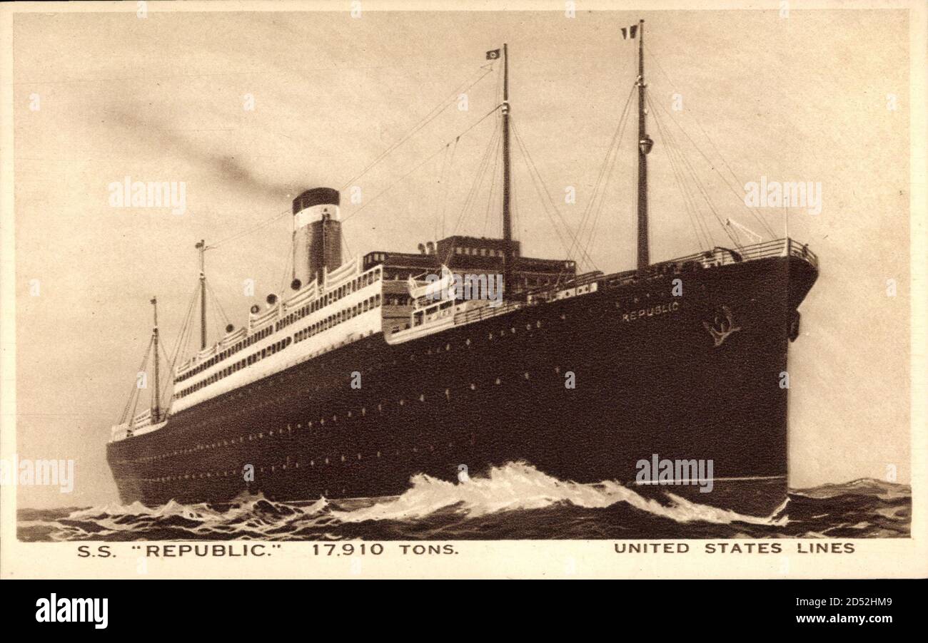 Steamship S.S. Republic, United States Lines, USL, Dampfer usage worldwide Stock Photo Alamy
