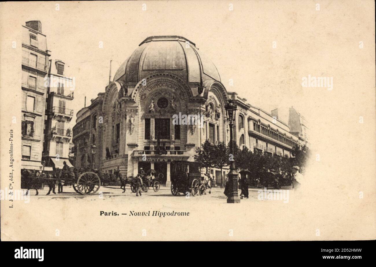 Paris Frankreich, Nouvel Hippodrome, Passanten, Kutschen | usage worldwide Stock Photo