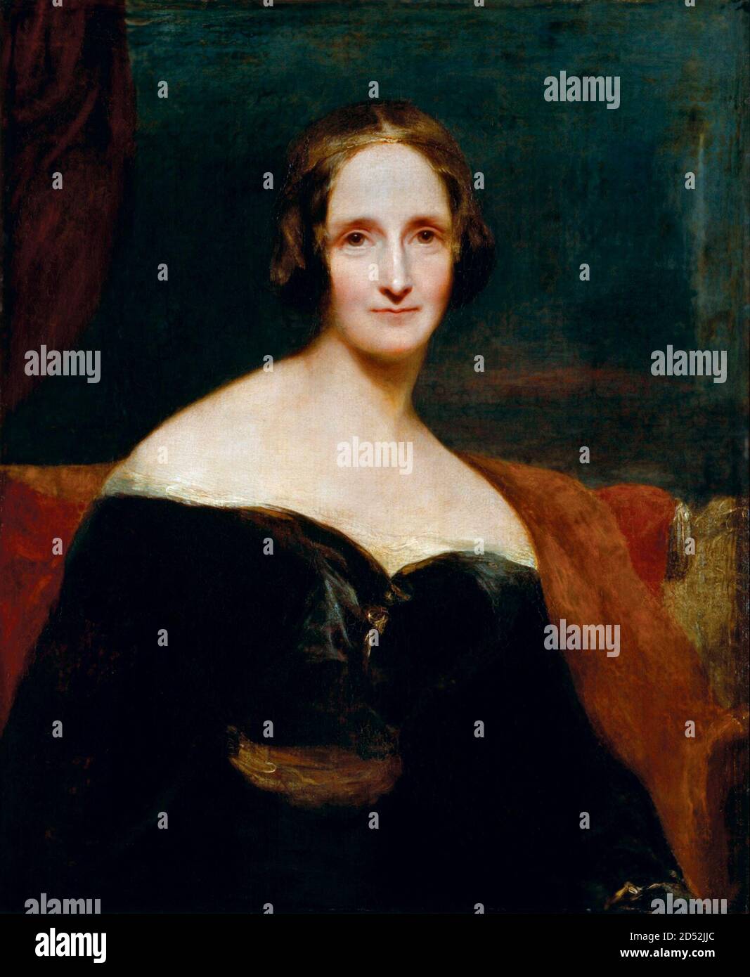 Mary Shelley. Portrait of Mary Wollstonecraft Shelley (nee Godwin: 1797-1851) by Richard Rothwell , oil on canvas, c.1840 Stock Photo