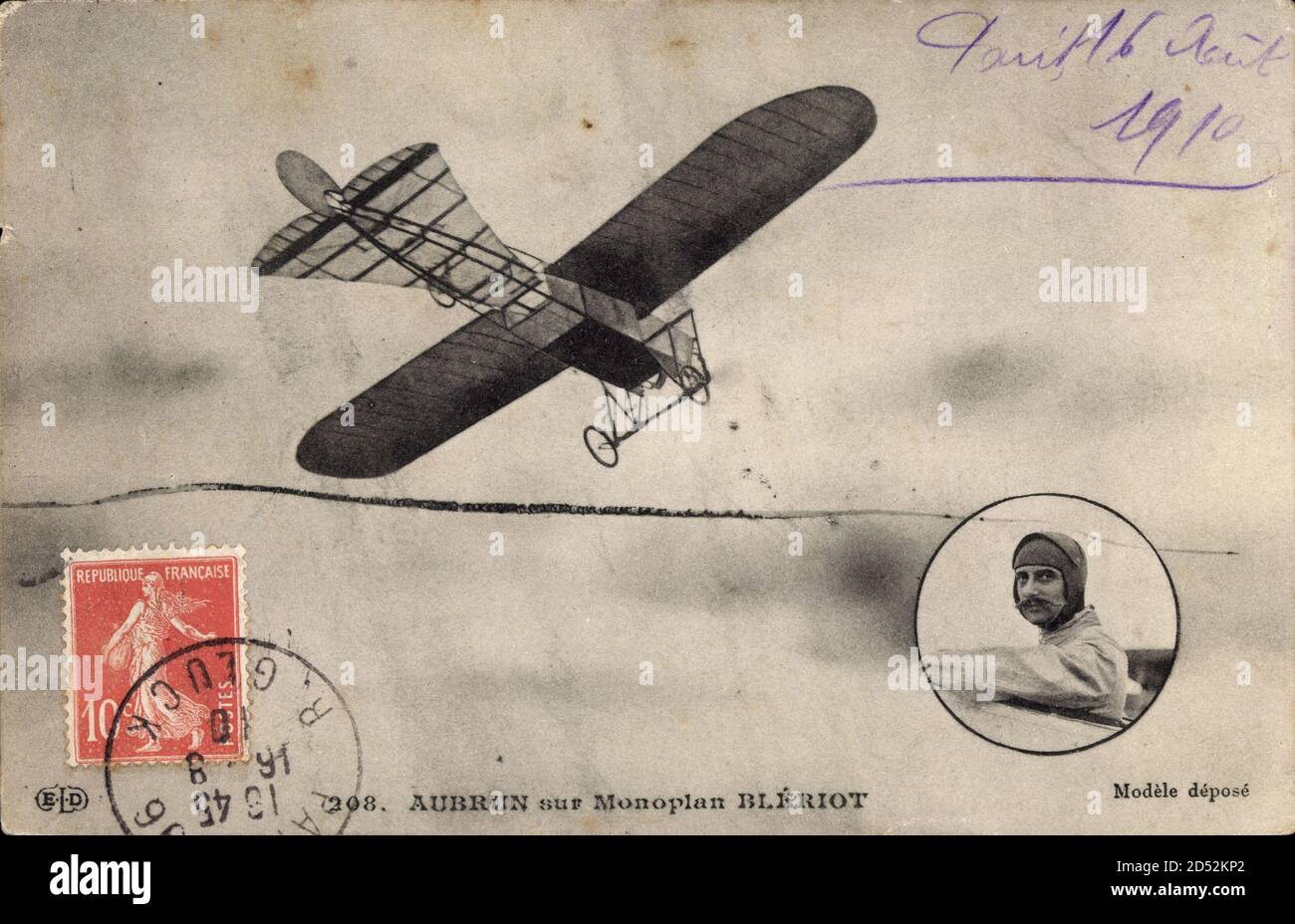 CPA photo aviateur Brindejonc avec son avion Blériot-Gnôme CPA photo aviateur Brindejonc avec son avion Blériot-Gnôme