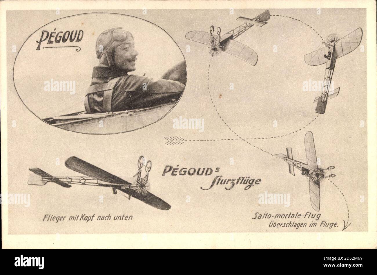 Pégoud's Sturzflüge, Flieger mit Kopf nach unten, Salto mortale Flug | usage worldwide Stock Photo