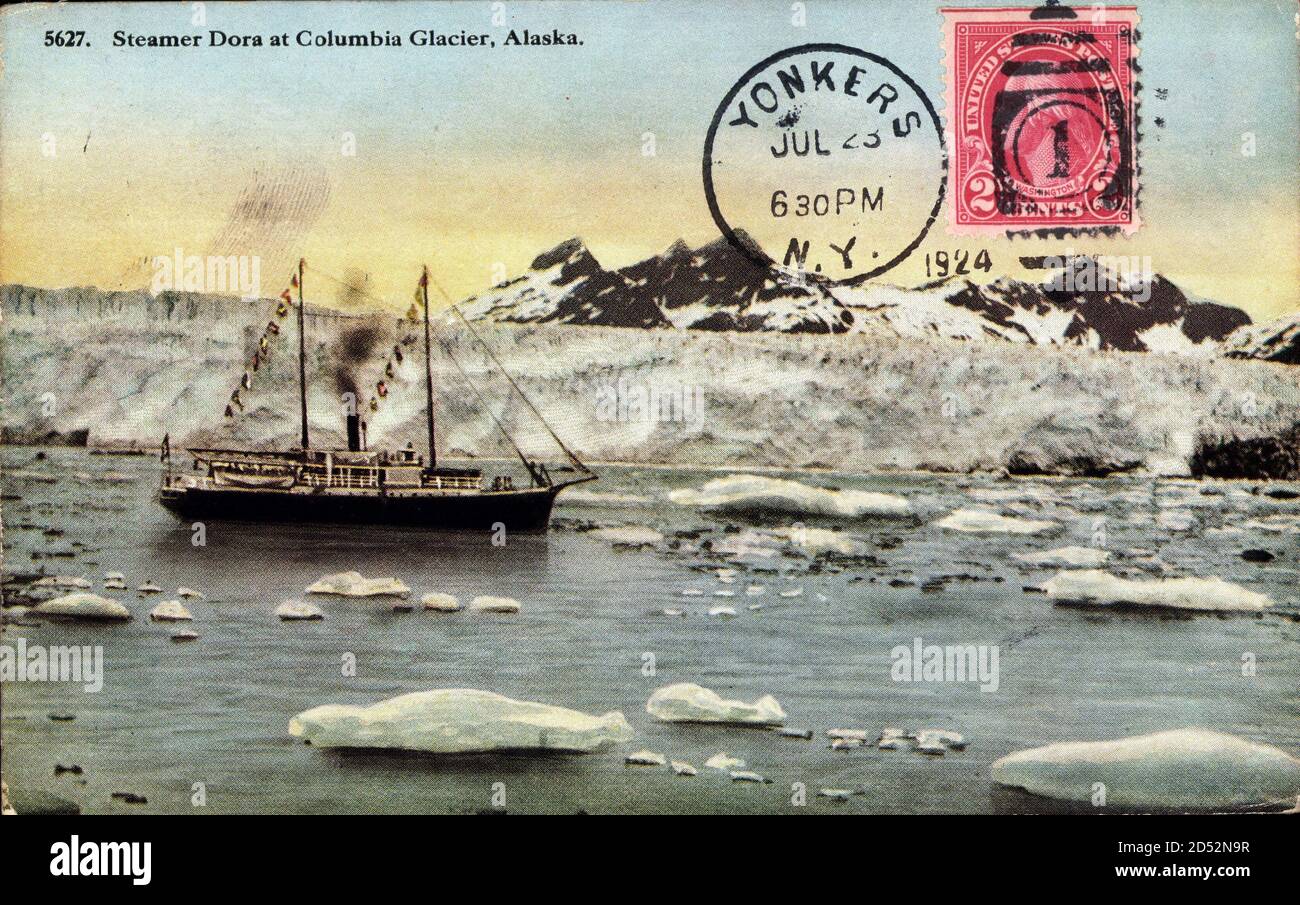 Alaska, Steamer Dora at Columbia Glacier, Eismeer, Dampfer usage