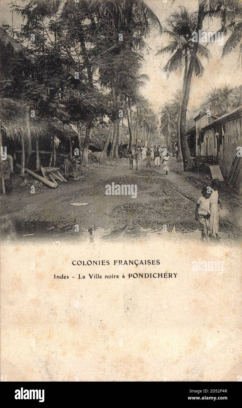 Pondichery Indien, Colonies Francaises, La Ville noire, Indisches Dorf | usage worldwide Stock Photo