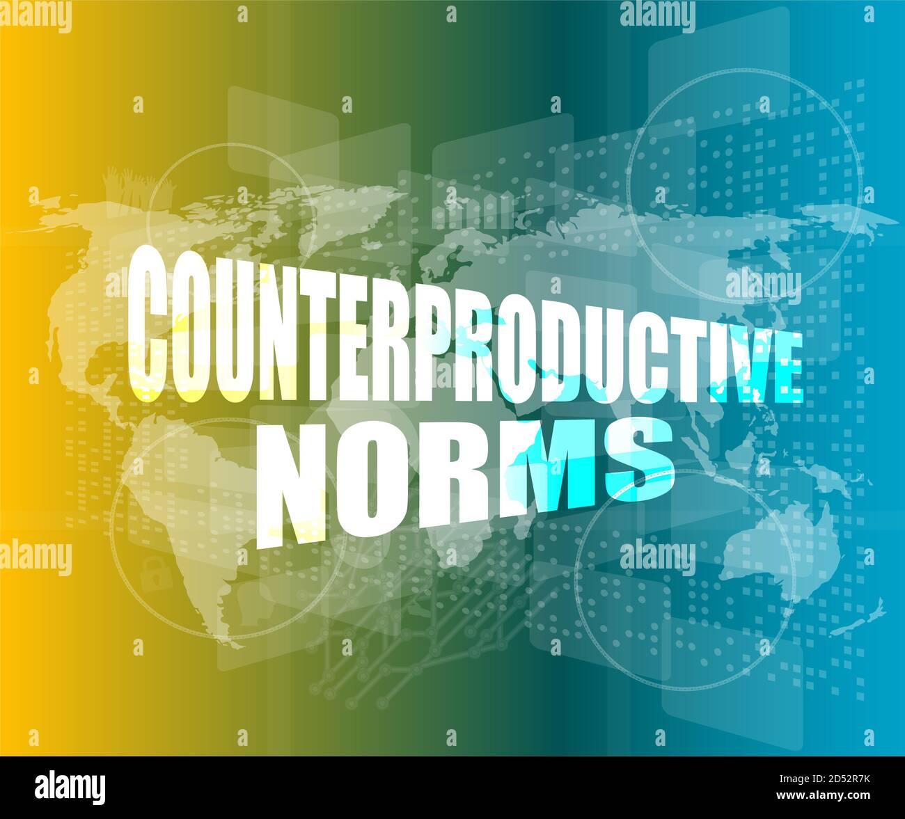 Management concept: counterproductive norms words on digital screen ...