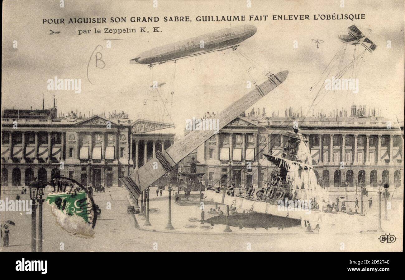 Pour aiguiser son grand sabre, Guillaume fait enlever l'Obélisque, Zeppelin | usage worldwide Stock Photo