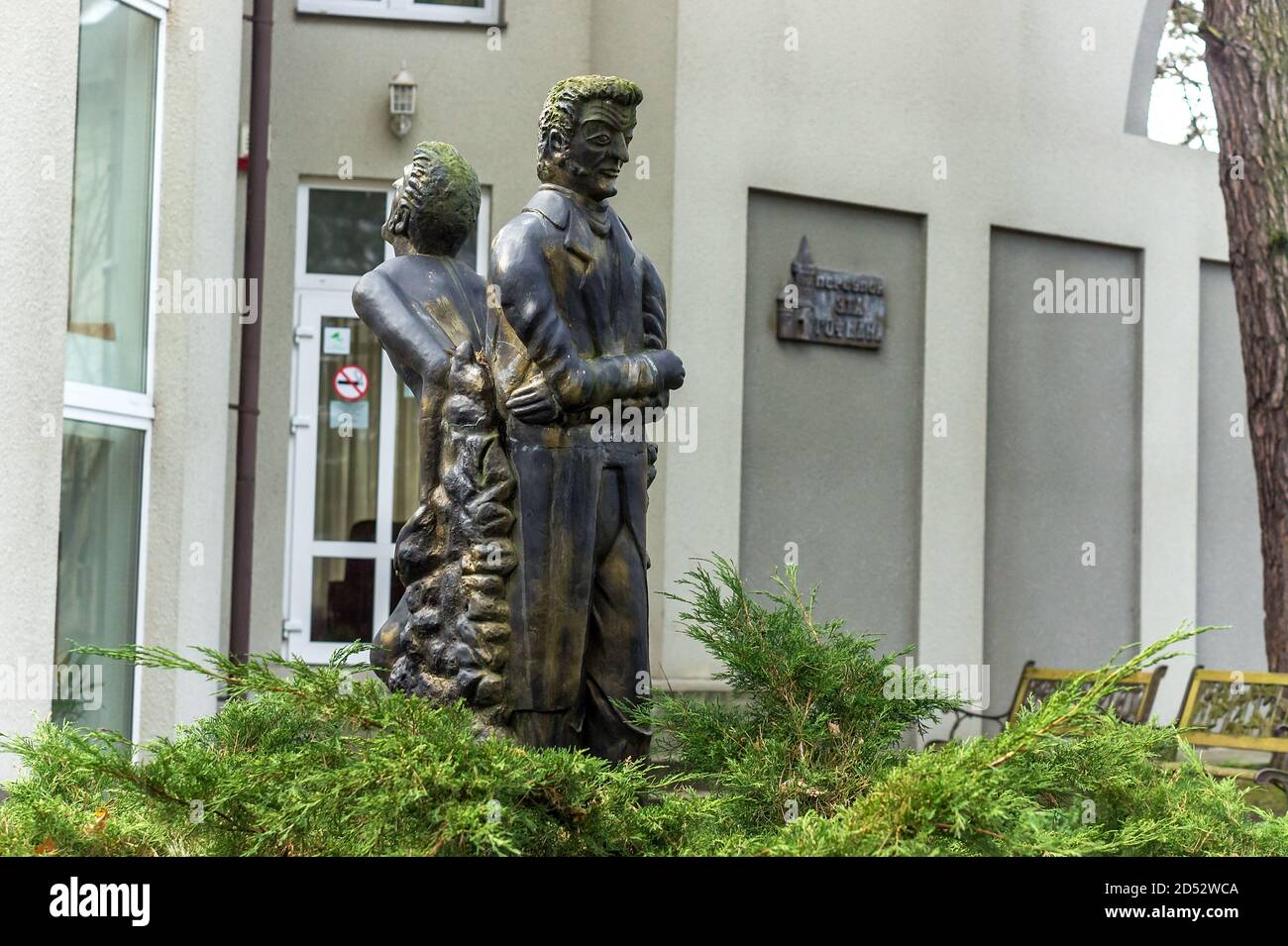 landmark Ernst Theodor Wilhelm Amadeus Hoffmann, monument to Hoffmann, German romantic writer, storyteller, composer, Russia, Kaliningrad region, Svet Stock Photo