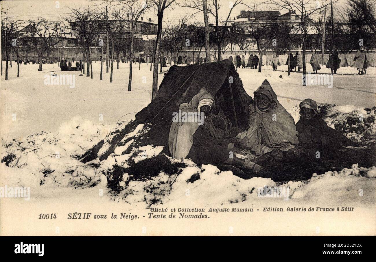 Sétif Algerien, Sous la Neige, Tente de Nomades, Schnee, Zelt | usage worldwide Stock Photo