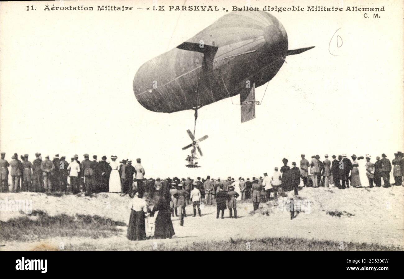 Aérostation Militaire, Le Parseval, Ballon dirigéable Militaire Allemand |  usage worldwide Stock Photo - Alamy