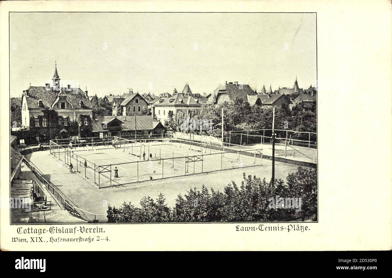 Wien 19 Döbling, Cottage Eislauf Verein, Hafenauerstraße 2 bis 4,  Tennisplatz | usage worldwide Stock Photo - Alamy