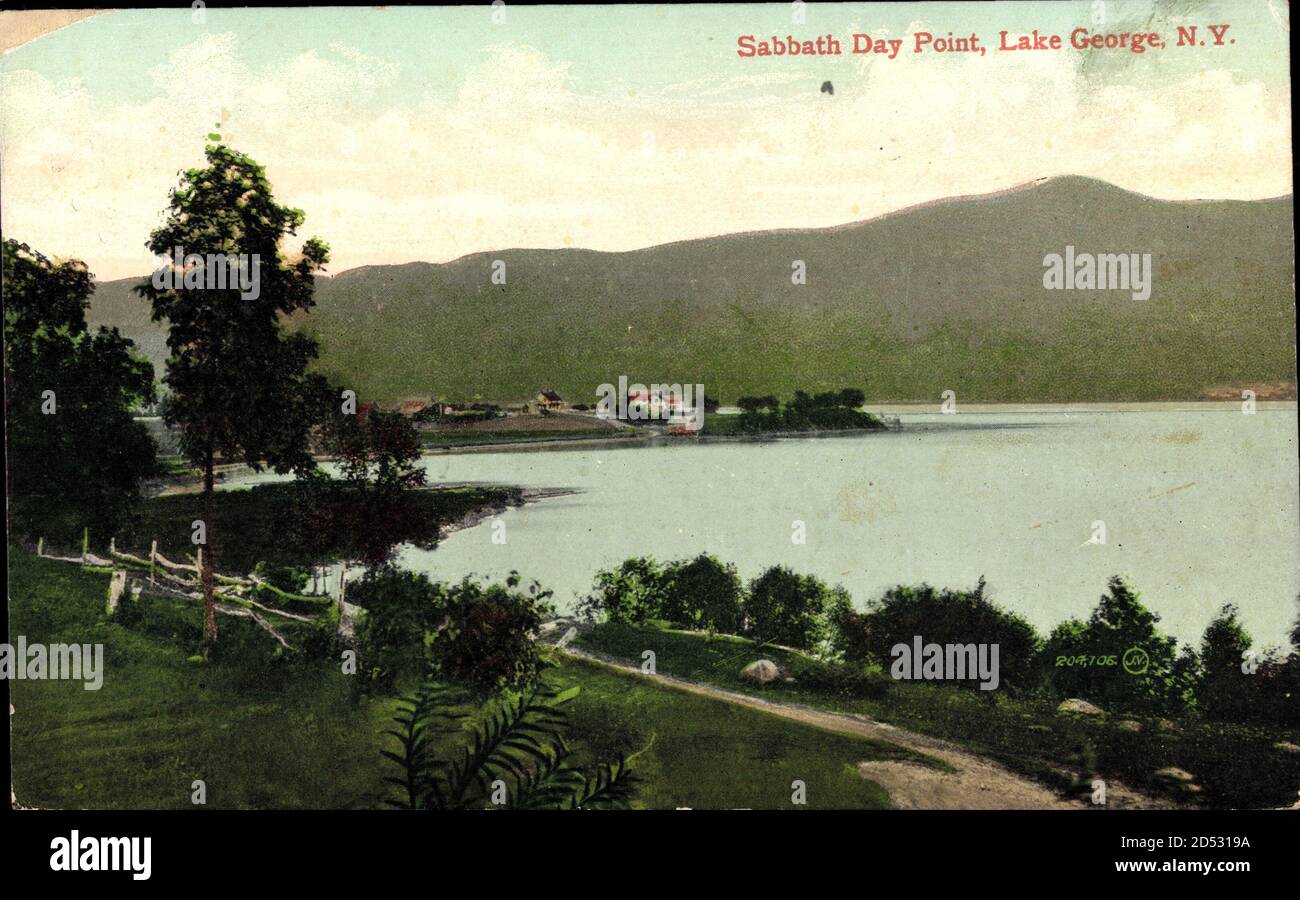 Sabbath Day Point New York State USA, View of Lake and the village usage worldwide