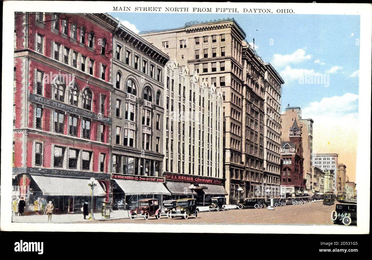 Dayton Ohio USA, Main Street North from Fifth, Hauptstraße usage