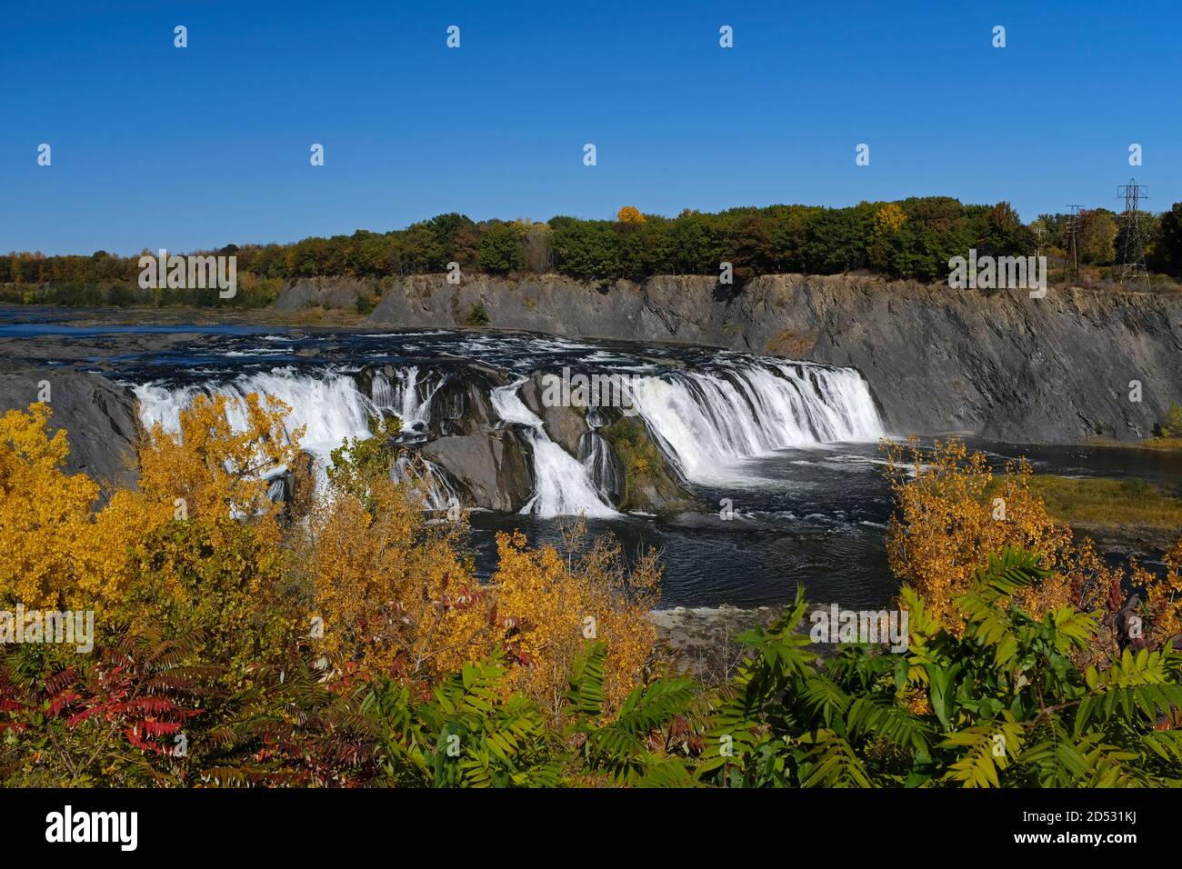 View of Cohoes Falls during Autumn in the city of Cohoes, New York