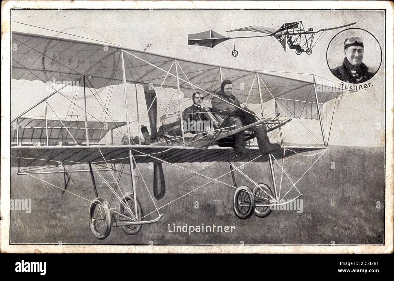 Lindpaintner, Piloten, Bruno Büchner, Biplan, Flugzeug usage