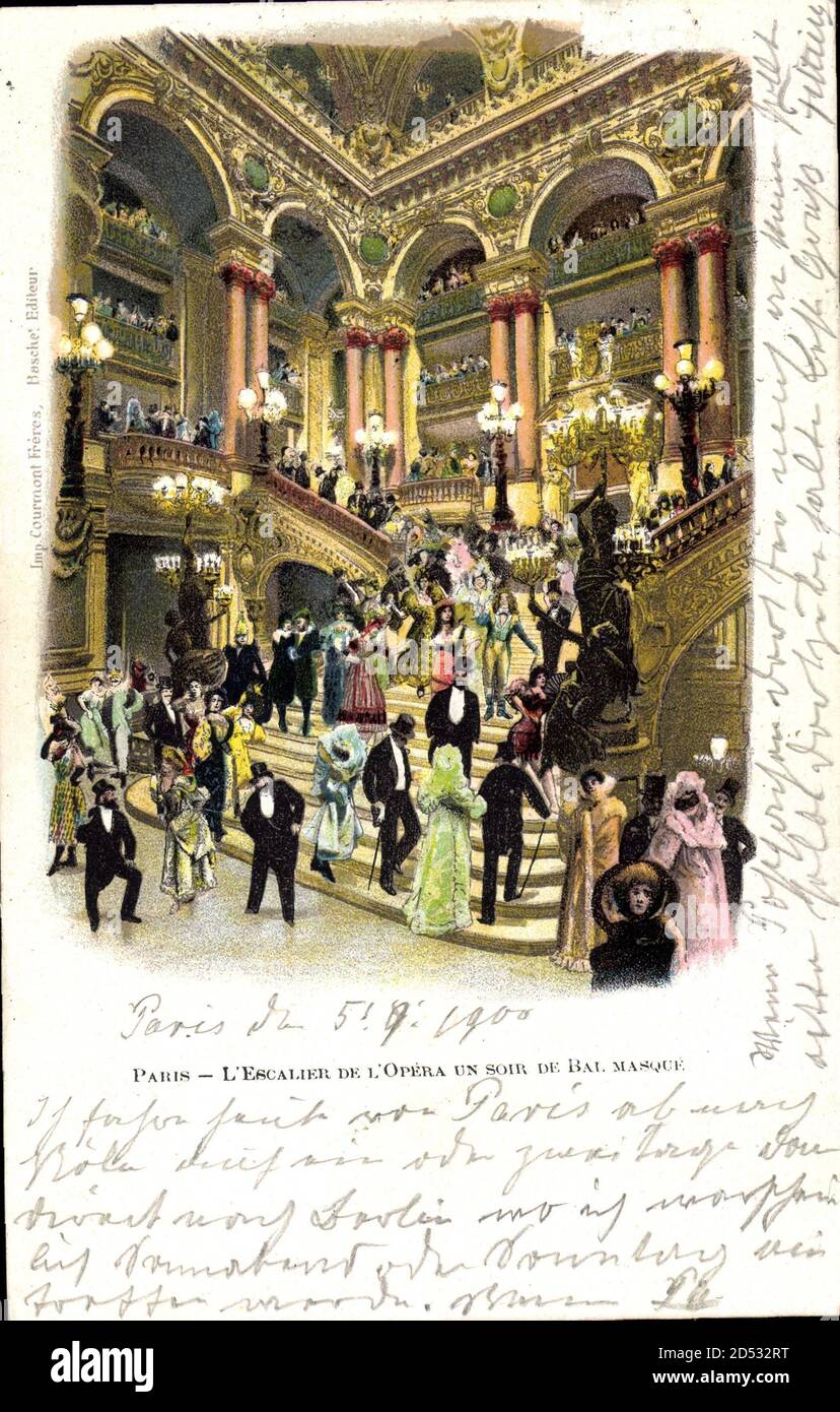 Paris L'Escalier de l'Opéra, Un Soir de Bal Masque | usage worldwide Stock  Photo - Alamy