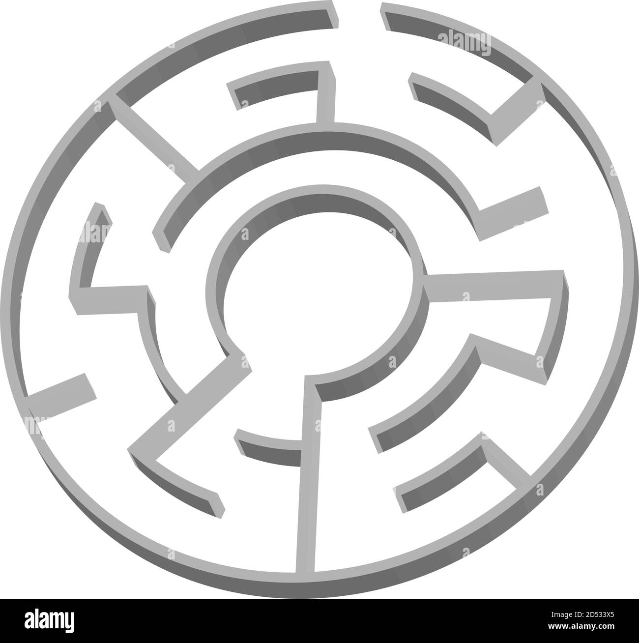 Solvable 3D maze, labyrinth, puzzle game vector illustration Stock