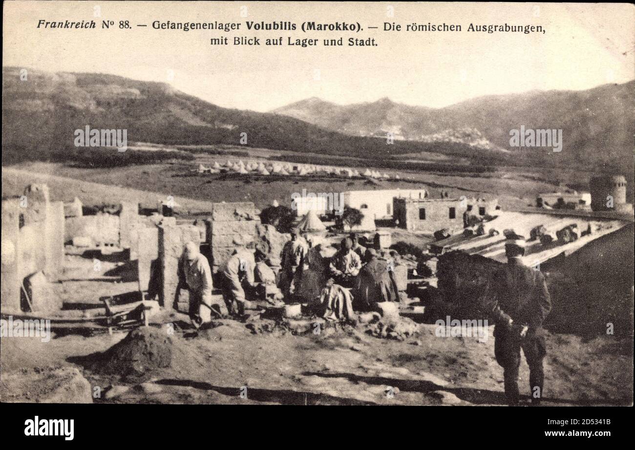 Volubillis Marokko, Die römischen Ausgrabungen, Gefangenenlager | usage worldwide Stock Photo