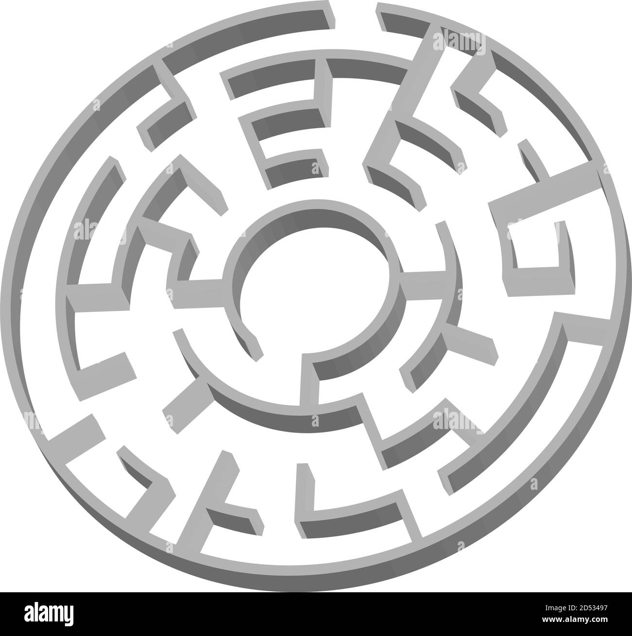 Solvable 3D maze, labyrinth, puzzle game vector illustration Stock