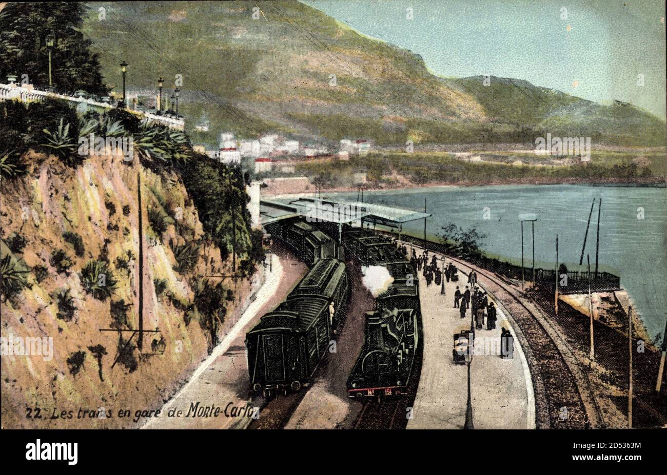Monte Carlo Monaco, Les trains en gare, Bahnhof, Dampfloks usage worldwide Stock Photo Alamy