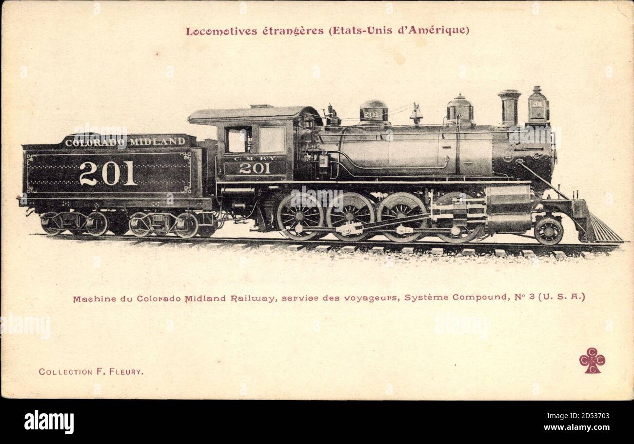 Locomotives des États Unis, Machine du Colorado Midland Railway, No 201 | usage worldwide Stock Photo