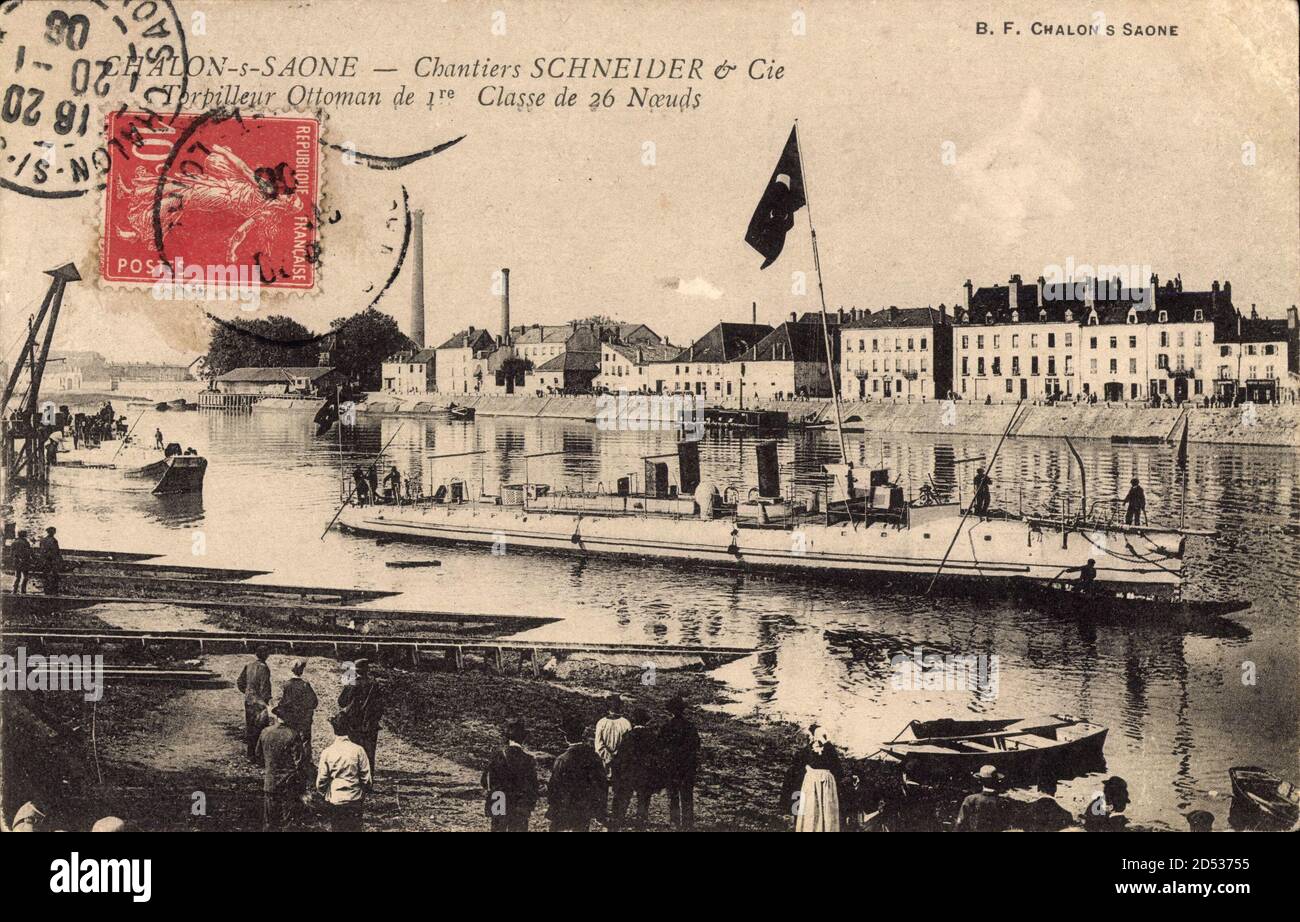 Chalon Saone, Franz. Kriegsschiff, Chantiers Schneider, Torpilleur Ottoman  | usage worldwide Stock Photo - Alamy