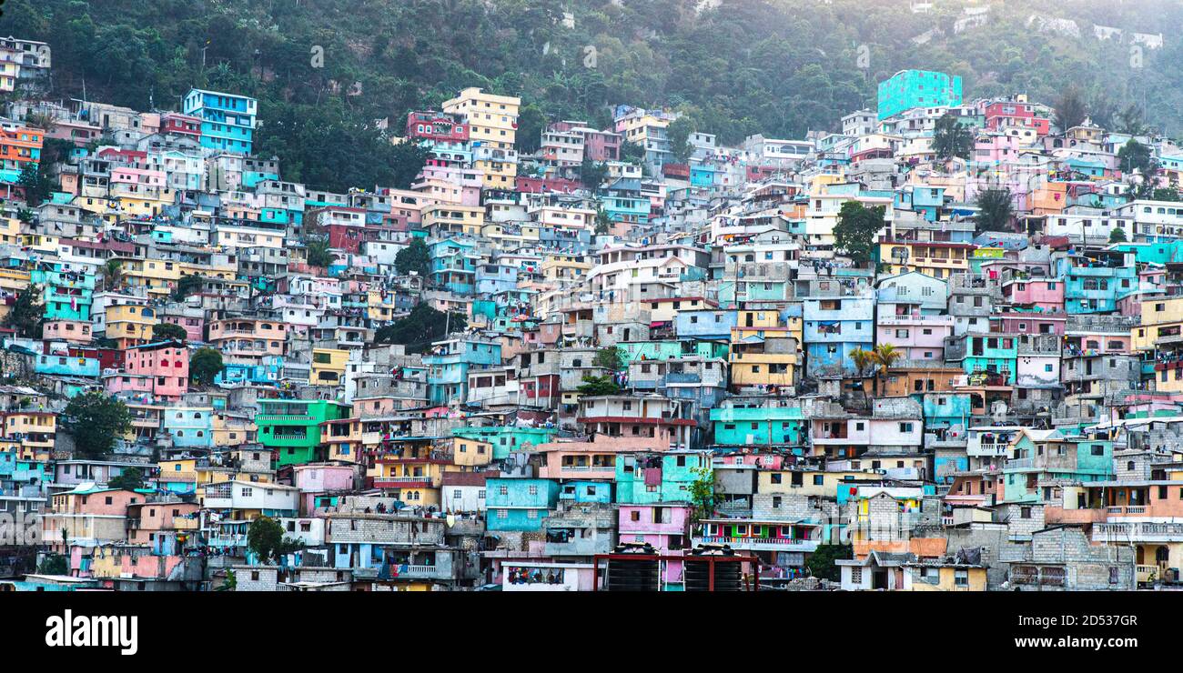 Colourful houses, slum Jalousie, Petionville, PortauPrince, Ouest, Haiti Stock Photo Alamy