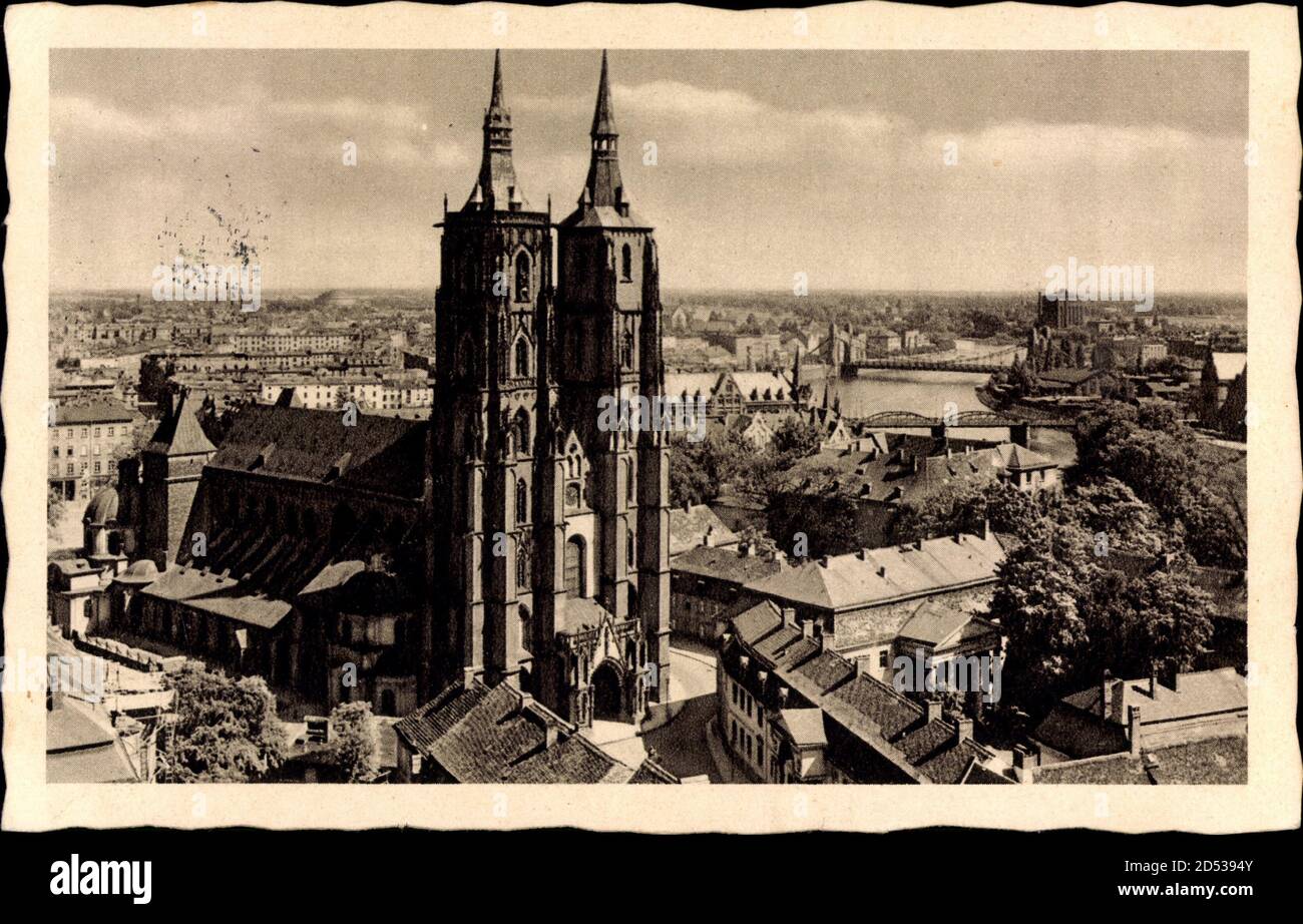 Wroc?aw Breslau Schlesien, Vogelschau auf den Dom, Dominsel | usage ...