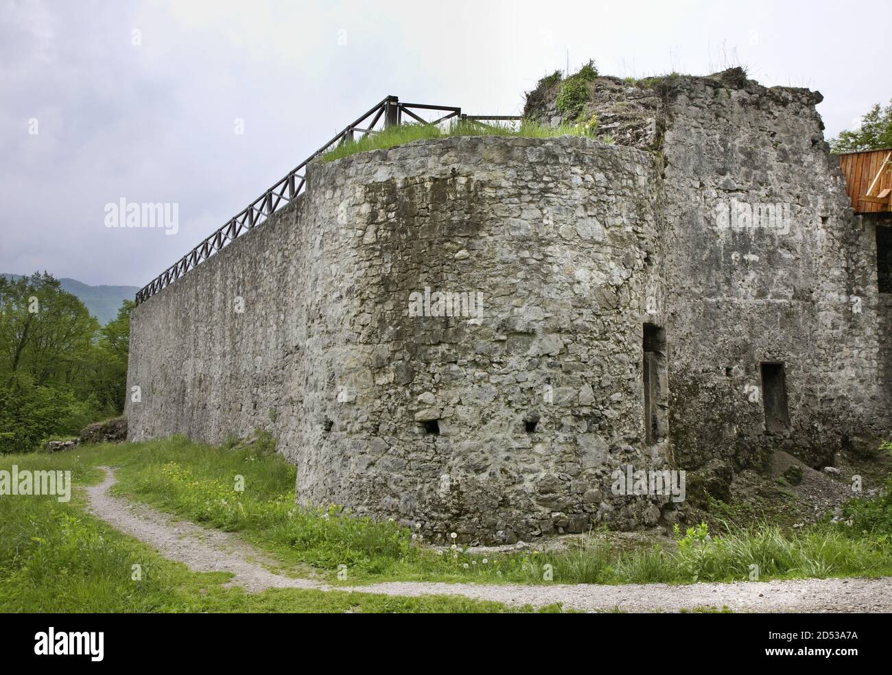Ruins of castle on Kozlov Rob above Tolmin. Slovenia Stock Photo - Alamy