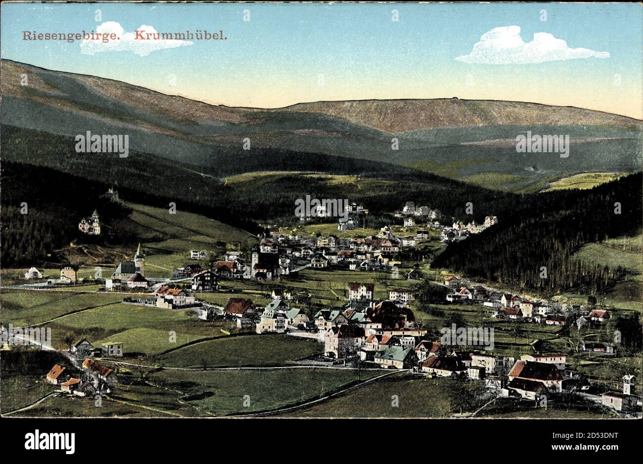 Karpacz Krummhübel Riesengebirge Schlesien, Blick auf den Ort, Berge ...