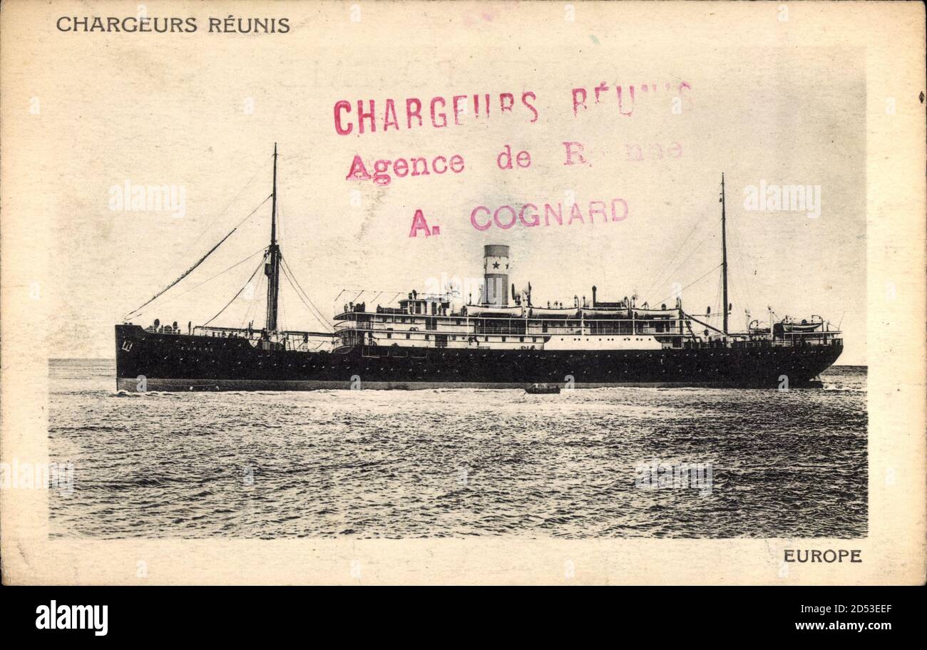 Paquebot Europe, Dampfschiff auf See, Cie des Chargeurs Reunis usage