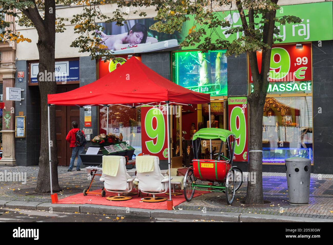 PRAGUE - September 12th: The publicity coffin of Thai massage shop in  September 12th, 2020 at Wenceslals Square in Prague, Czech Republic. The  shop of Stock Photo - Alamy