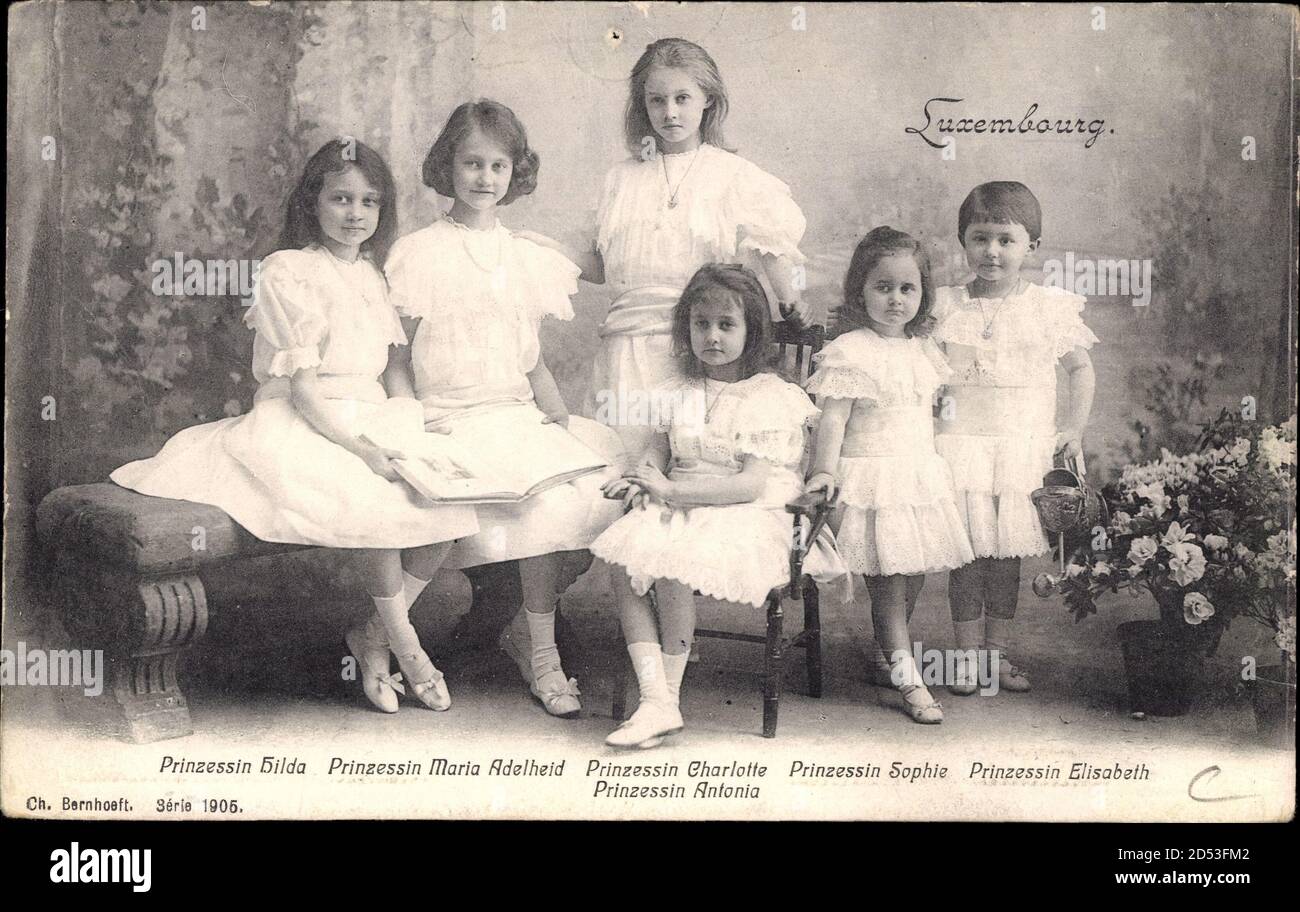 Prinzessinnen von Luxemburg, Hilda, Adelheid, Charlotte, Antonia, Sophie | usage worldwide Stock Photo