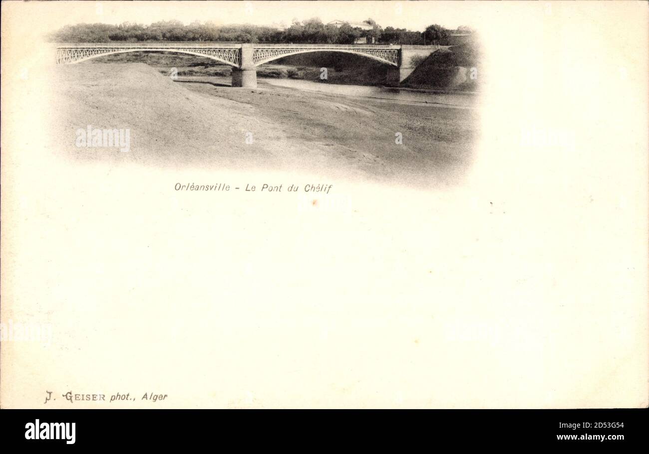 Orl ansville Algerien Le Pont Du Ch lif Flusspartie Mit Br cke orl-ansville-algerien-le-pont-du-ch-lif-flusspartie-mit-br-cke