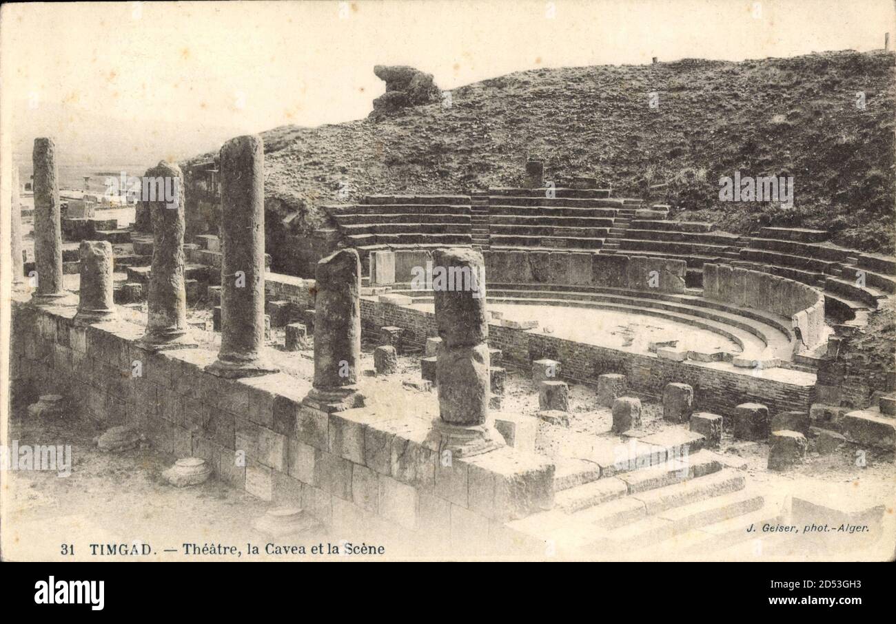 Timgad Algerien, Théâtre, la Cavea et la Scène, Römisches Amphitheater | usage worldwide Stock Photo