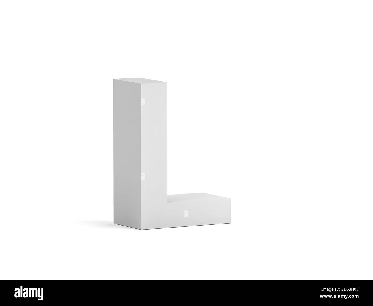 White bold letter L isolated on white background with soft shadow, 3d rendering illustration Stock Photo