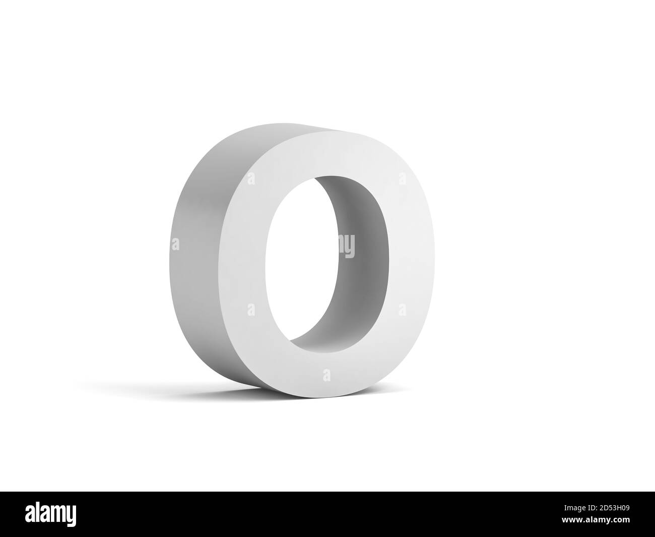 White bold letter O isolated on white background with soft shadow, 3d rendering illustration Stock Photo