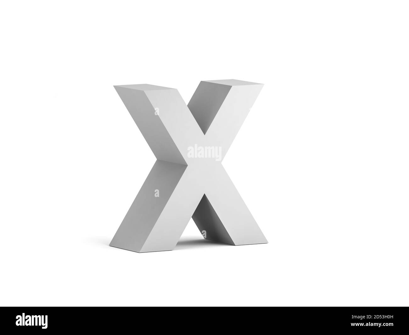 White bold letter X isolated on white background with soft shadow, 3d rendering illustration Stock Photo