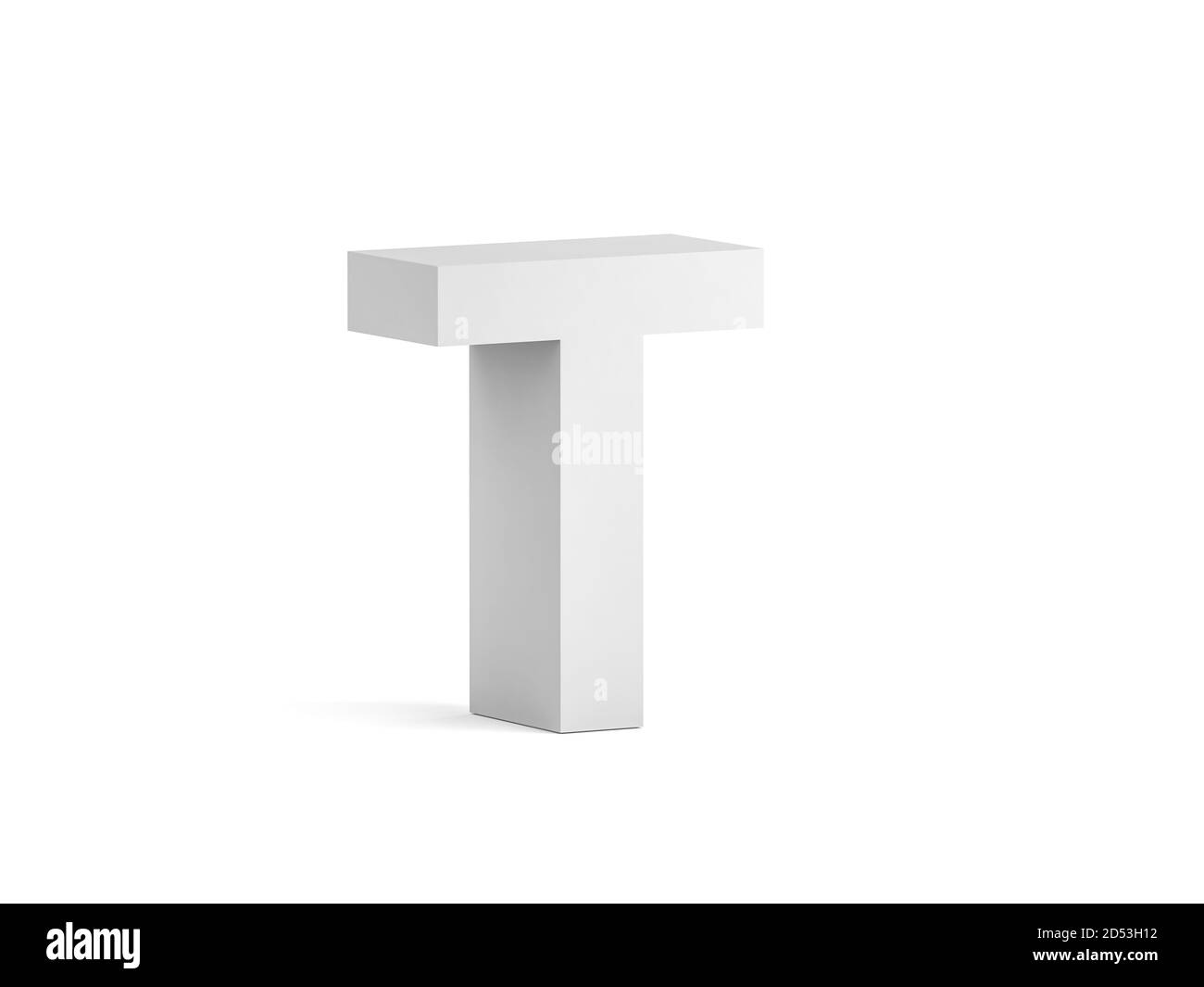 White bold letter T isolated on white background with soft shadow, 3d rendering illustration Stock Photo