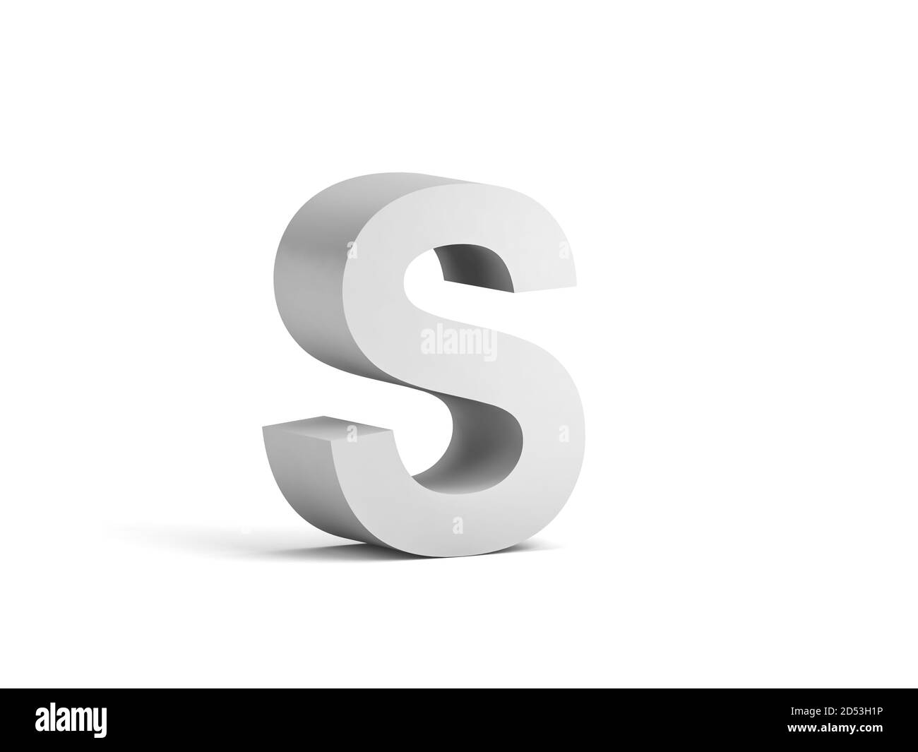 White bold letter S isolated on white background with soft shadow, 3d rendering illustration Stock Photo