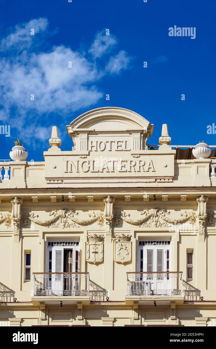 Hotel Inglaterra, detailed view, Havana, La Habana Province, Cuba Stock Photo